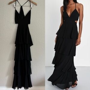 NWOT Tier and Now Black Tie-Back Tiered Maxi Dress